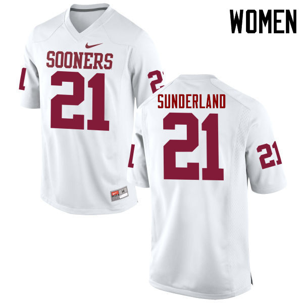 Women Oklahoma Sooners #21 Will Sunderland College Football Jerseys Game-White